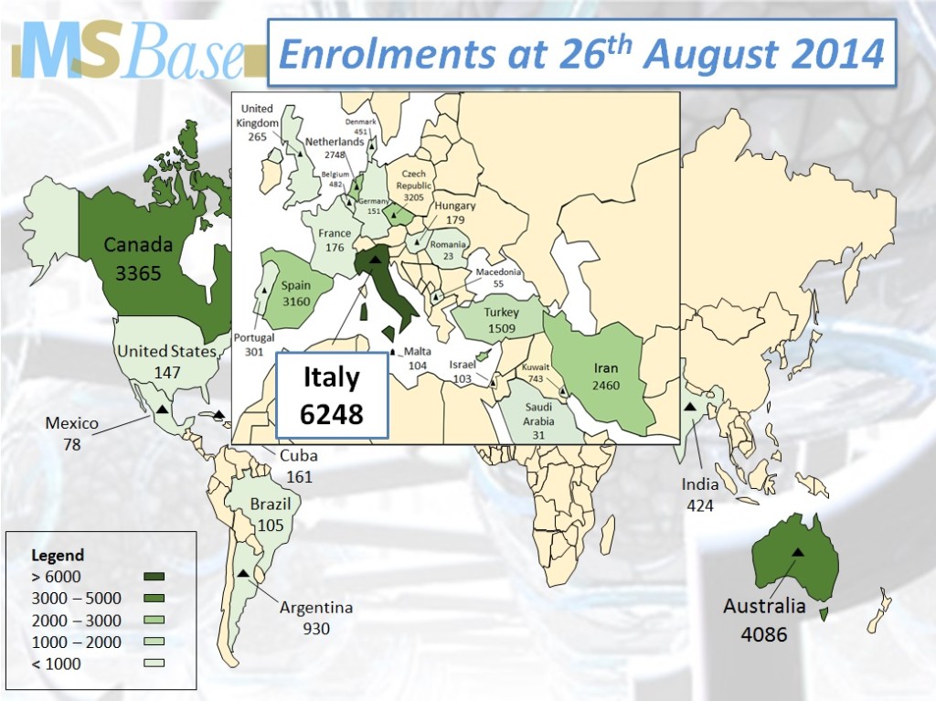 MSBase enrolments 26 August 2014